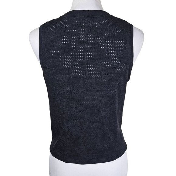 Lululemon Womens Perforated Crop Tank Top Sz S Black Camo Round Neck Activewear - Picture 4 of 6